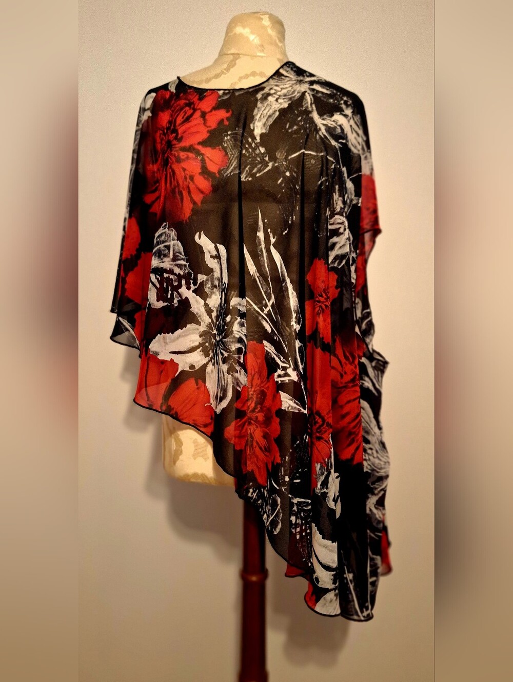 Joseph Ribkoff Asymmetrical Sheer Blouse - Picture 3 of 12